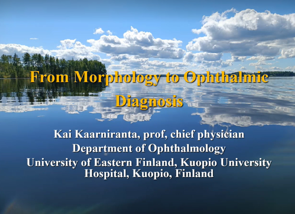 This image shows the first slide of Kai's presentation, titled From Morphology to Ophthalmic Diagnosis.